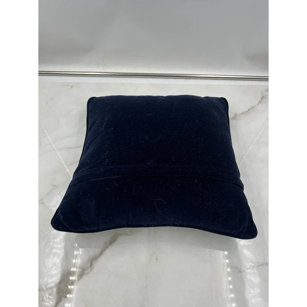 VTG Nativity Scene Needlepoint Pillow Christmas Decor Navy Velvet Back 13x13